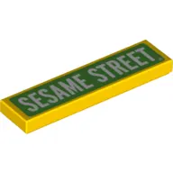 Tile 1 x 4 with Green Field, White 'Sesame Street' print
