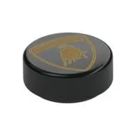 Tile Round 1 x 1 with Lamborghini Symbol print