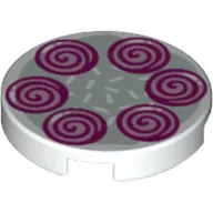 Tile Round 2 x 2 with Magenta Swirls print