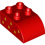 Duplo Brick 2 x 3 with Curved Top with Yellow Raindrops (Strawberry Seeds) On Right Print