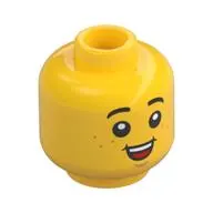 Minifig Head Child, Freckles, Big Open Mouth Smile Print