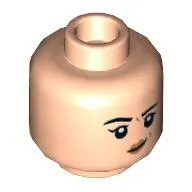 Minifig Head Marion Ravenwood, Black eyebrows, Peach lips, Lobsided Smirk/Open Mouth Scared print