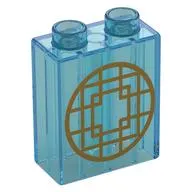 Duplo Brick 1 x 2 x 2 with Bottom Tube and Gold Geometric Shapes Print