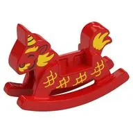 Duplo Rocking Horse with Gold Fur, Scales, and Horn Print