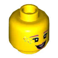 Minifig Head Cotton Candy Cheerleader, Dark Pink Eyebrows, Sprinkles, Dark Pink Lips, Open Mouth Print