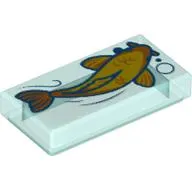 Tile 1 x 2 with Yellow/Orange Fish (Koi) print
