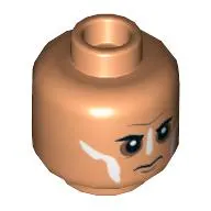 Minifig Head Hovitos Warrior, White Face Paint, Stern / Angry Teeth print