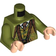Torso Vest with Decorations, Reddish Brown Straps, and Tie Print, Olive Green Arms, Light Nougat Hands