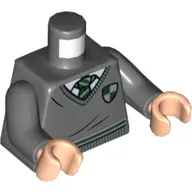 Torso Sweater, Slytherin Crest, Dark Green Tie Print, Dark Bluish Gray Arms, Light Nougat Hands