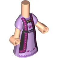 Microdoll Body Long Dress Lavender with Black/Purple Trim, Medium Lavender Underdress, Light Nougat Hands
