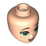 Minidoll Head with Green Eyes, Freckles, Peach Lips print