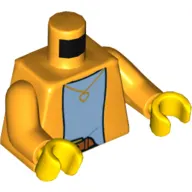 Torso Jacket Over Light Blue Undershirt Print, Bright Light Orange Arms, Yellow Hands
