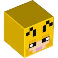 Minifig Head Special, Cube with Pixelated Bee Face Print