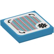Tile 2 x 2 with Gear, Arrows and Barcode Print (Sticker)
