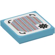 Tile 2 x 2 with Gear, Arrows and Barcode Print (Sticker)