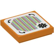 Tile 2 x 2 with Gear, Arrows and Barcode Print (Sticker)