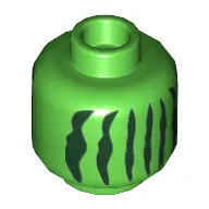 Minifig Head No Face, Dark Green Stripes print (Watermelon)