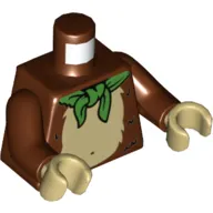 Torso Fur Monkey Stomach with Green Neckerchief Print, Reddish Brown Arms, Tan Hands