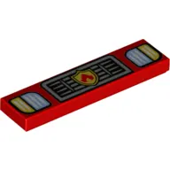 Tile 1 x 4 with Headlights, Grille, and Fire Logo Print
