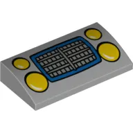 Brick Curved 2 x 4 x 2/3 No Studs, with Bottom Tubes and Yellow Headlights, Grill print
