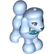 Animal, Dog, Poodle with Purple Bow, Blue Eyes, Black Nose and Mouth Print