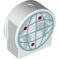 Duplo Brick 1 x 3 x 2 Round Top, Cut Away Sides with Globe with Red Dots Print