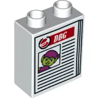 Duplo Brick 1 x 2 x 2 with Bottom Tube and Newspaper with Green Goblin and 'DBG' Print