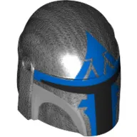 Helmet Mandalorian with Holes, Black Visor, Blue Markings Print