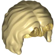 Hair and Tiara, Short with Center Part and Pearl Gold Tiara, Horns print