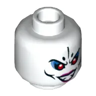 Minifig Head White Bone Demon, Magenta Lips, Red Eyes and Smile with Teeth / Black Eyes and Closed Mouth Smile Print