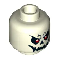 Minifig Head Skeleton / Bone Spirit, Red Eyes, Jagged Mouth Print
