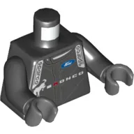 Torso Racing Jacket, Ford Logo and 'BRONCO' Print, Black Arms, Dark Bluish Gray Hands