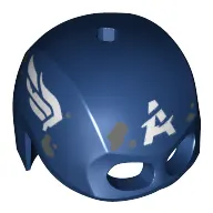 Helmet / Mask, Top Hole, Scratched White Wings, White 'A', Dark Bluish Grey Mud Spots Print (Captain America)