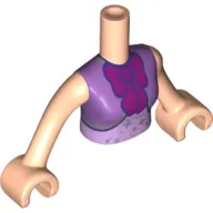 Minidoll Torso Woman with Lavender Dress, Magenta Bow, Dark Blue Trim Print, Light Nougat Arms with Hands