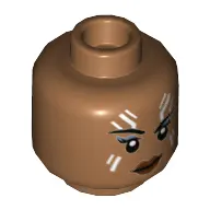 Minifig Head Valkyrie, White Lines over Eyes, Eyelashes, Dark Red Lips Print