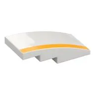 Brick Curved 4 x 2 No Studs with Yellow Stripe print