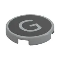 Tile Round 2 x 2 with Bottom Stud Holder with 'G' on Black Background Print