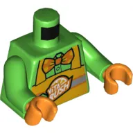 Torso Bright Light Orange Apron with 'VITA RUSH' Logo, Orange Bow Tie Print, Bright Green Arms, Orange Hands