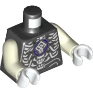Torso Armor, Dark Purple Circle with White Symbol, Ornate White Bones Design Print, Glow in the Dark White Arms, White Hands