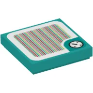 Tile 2 x 2 with Clock in Rounded Border and Barcode Print (Sticker)