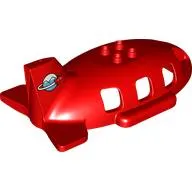 Duplo Airplane Midsize Fuselage Upper with Tail with Airplane Circling Globe Horizontal Print