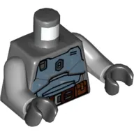 Torso Armor, Sand Blue Plates, Dark Brown Belt with Pouches Print, Light Bluish Gray Arms, Black Hands
