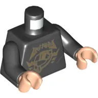 Torso Gold Lettering and Minifig Diving Helmet Print, Black Arms, Light Nougat Hands