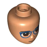 Minidoll Head Dark Blue glasses, Brown Eyes, Stern print