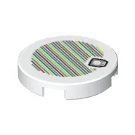 Tile Round 2 x 2 with Bottom Stud Holder and Mushroom and Barcode Print (Sticker)