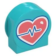 Duplo Brick 1 x 3 x 2 Round Top, Cut Away Sides with Pink Heart with Zigzag Life Line Print
