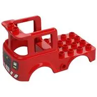 Duplo Truck Body, with Fire Logo, Headlights, Grille, and Red and White Fender Print