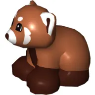 Duplo Animal Red Panda with White Ears, Muzzle, and Cheeks, Reddish Brown Feet Print