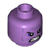Minifig Head Thanos, Dark Purple Eye Shadows and Cheek Lines, Angry, Clenched Teeth Print
