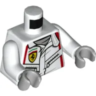 Torso Racing Jacket, Pockets, Ferrari Logo Print, White Arms, Light Bluish Gray Hands